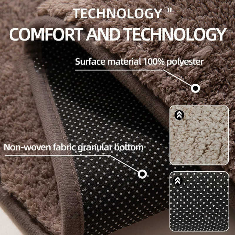 Bathroom carpet 3-piece set soft absorbent non-slip microfiber toilet mat U-shaped foot pad H260316