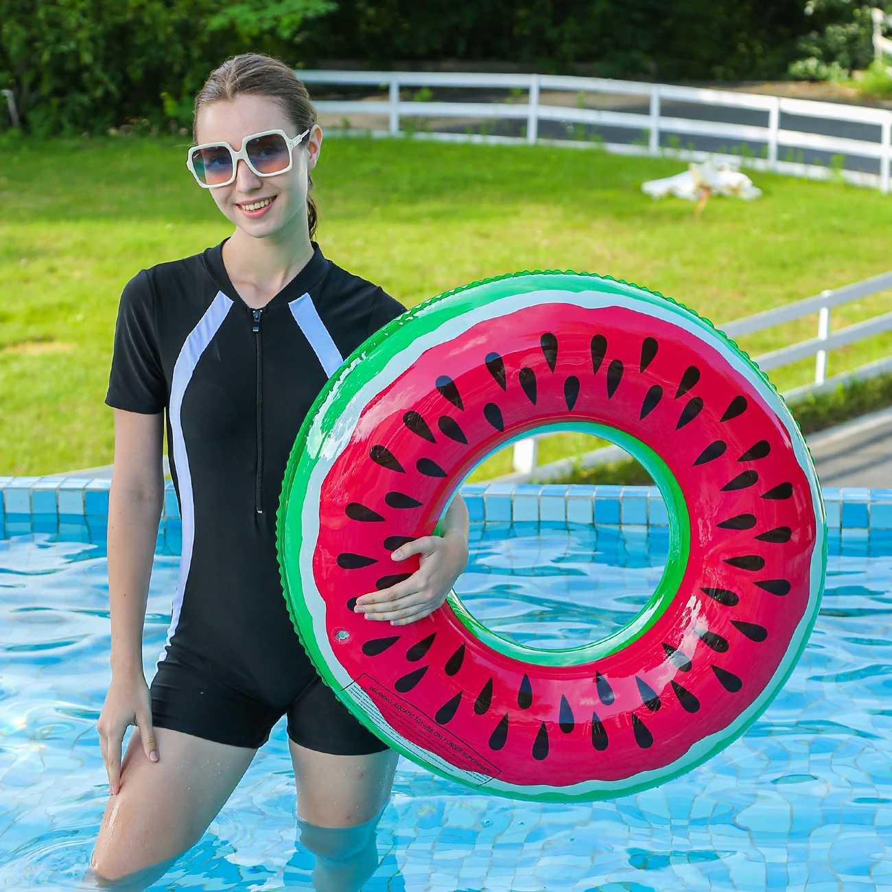 1PC Watermelon Swimming Ring PVC Inflatable Swimming Ring for Outdoor Sports Beach Pool Party M260316