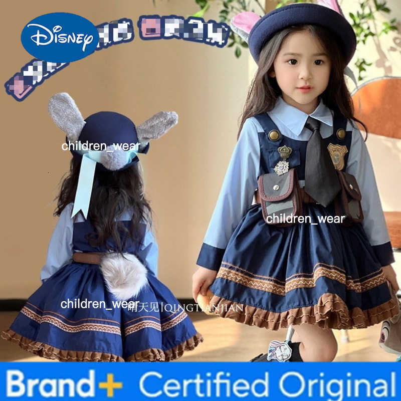 Disney Judy Rabbit Lolita Spring Autumn Girls' Dress Children's Cosplay Police Officer Dress Girl Judy Clothing Formal Dress H251111