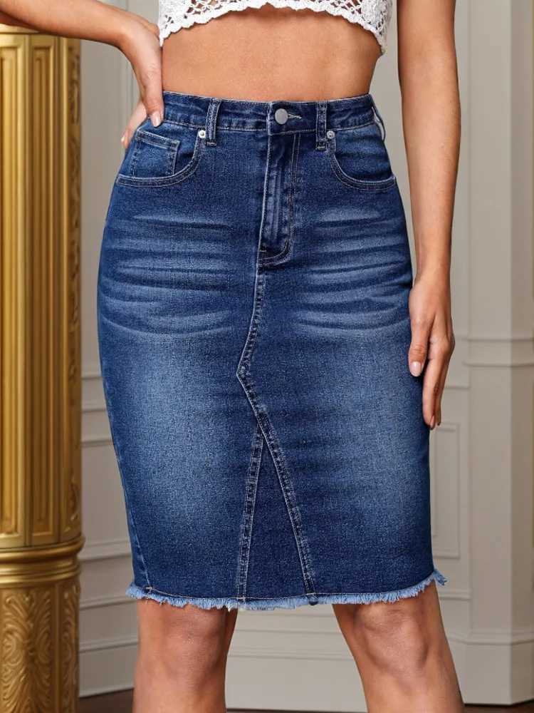 New Arrival High Waist Denim Skirt Women 2025 Fashion Streetwear Slim Bodycon Midi Jean Skirts M260316