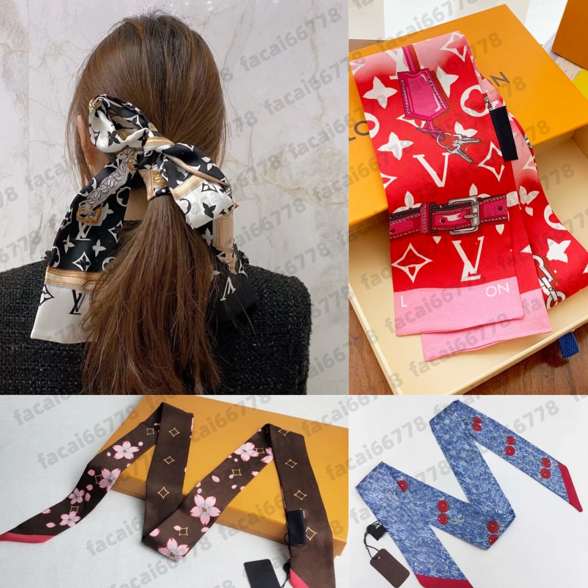 Designer scarf women Shawl wool silk scarf fashion Luxury silk scarf Headband Long Handle Bag Color new style silk womens ribbons for work travel outdoor and home AA+