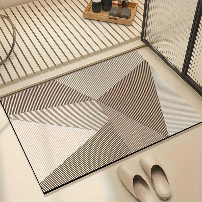 VIKAMA minimalist geometric style bathroom diatomaceous earth carpet water absorbing anti slip quick drying bathroom carpet H260316