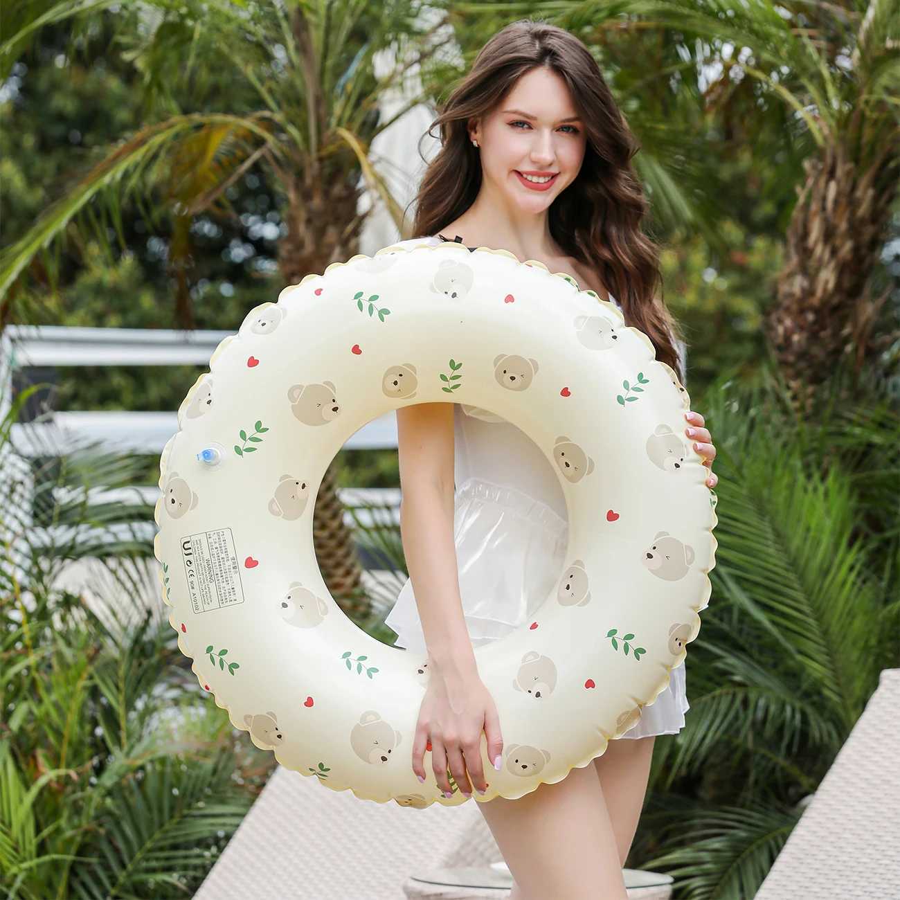 Lovely Rabbit Swim Ring For WomenPool Floats Armpit Lifebuoy For AdultsLeisure Beach Swimming Inflatable Floating Toy M260316