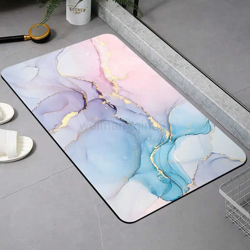 VIKAMA tie dye bathroom diatomaceous earth carpet quick suction anti slip washable bathroom shower room entrance mat H260316