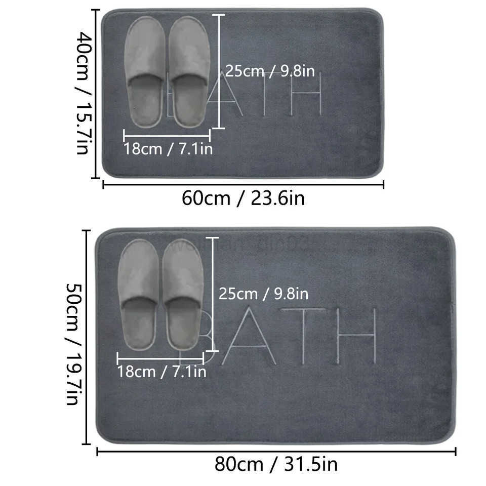 Solid color flannel bathroom non-slip floor mat embroidered bathtub absorbent foot mat furry soft mat toilet dirt-resistant mat H260316