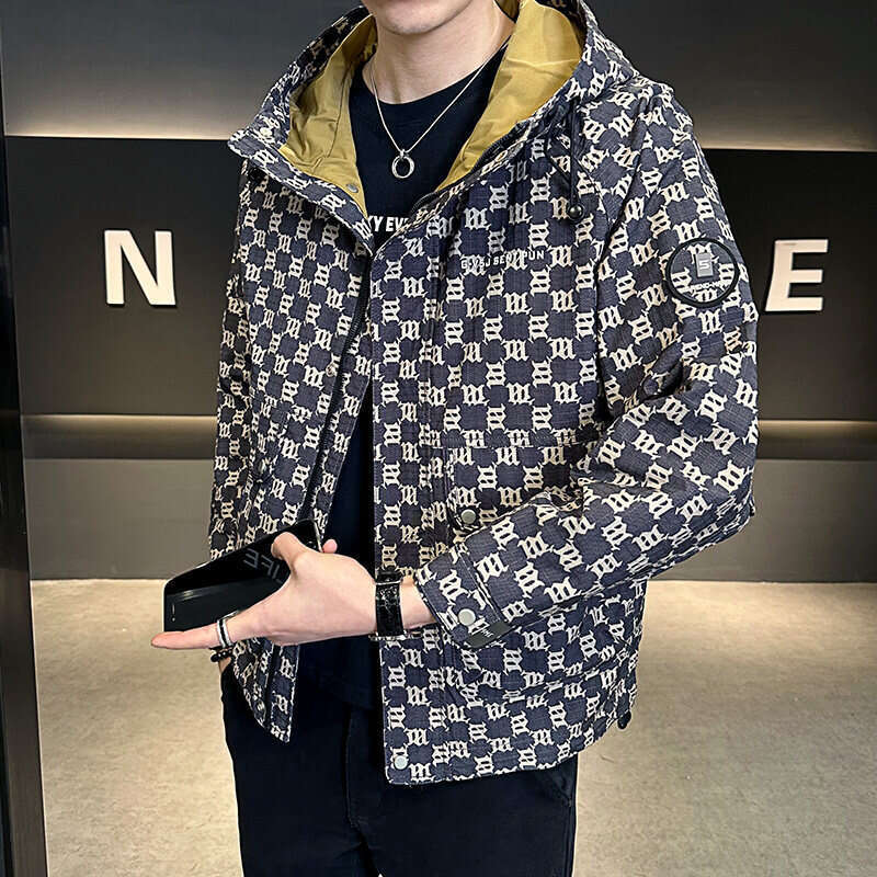 Trendy Brand 2026 Spring New Men's Slightly Loose Letter-Printed Hooded Jacket High-End Printed Casual Coat Luanyun