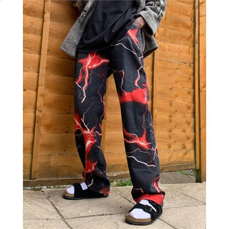 2025 Ins-style autumn new model Harajuku dark street style lightning casual pants 230214