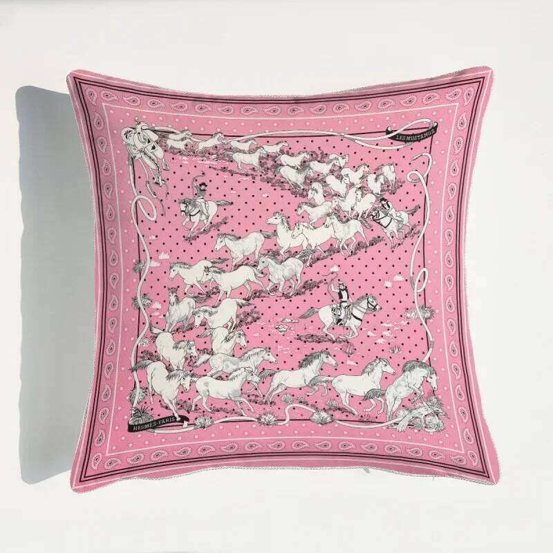 2025 New Luxury Pink Series Horse Velvet Cushion Soft Cover Pillowcase Home Decorative Pillows Sofa Throw Pillow Case 26H0316
