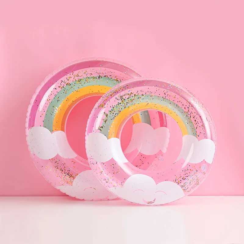 Crystal inflatable lifebuoy thickened single-layer double balloon underarm adult and child swimming ring 02 M260316