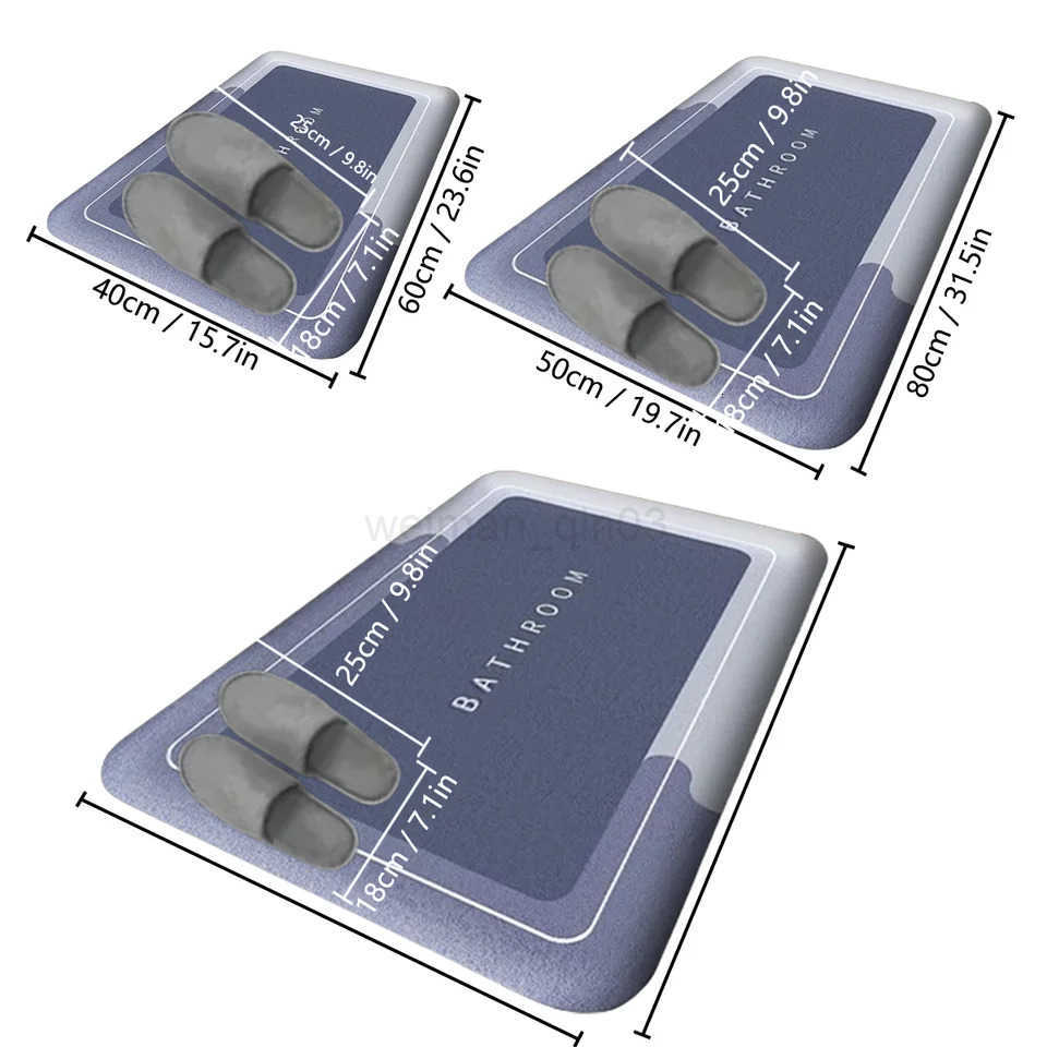 Thickened bathroom absorbent mat simple door dirt-resistant mat home kitchen mat quick-drying foot mat non-slip entry mat H260316