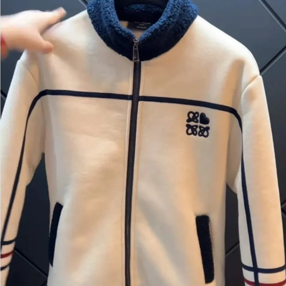 Men's Sweaters Autumn and Winter New Black White Men Stand Collar Jacket Striped Casual Coat Original Clothing Designer Tops Daily Outfit Men - view 5