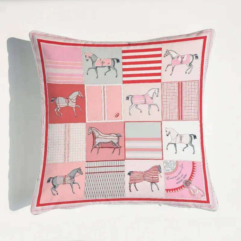 2025 New Luxury Pink Series Horse Velvet Cushion Soft Cover Pillowcase Home Decorative Pillows Sofa Throw Pillow Case 26H0316