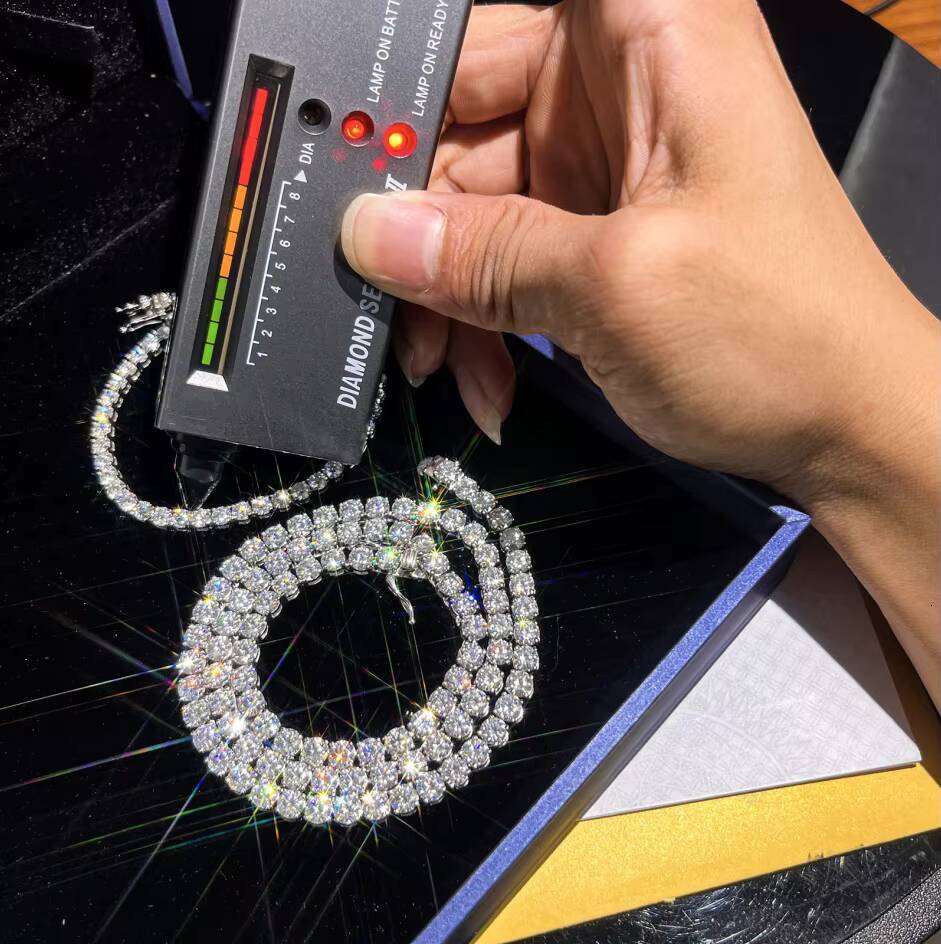 Luxury Hip Hop Fine Jewelry 925 Sterling Silver 2mm 3mm 4mm 5mm 65mm VVS Moissanite Diamond Tennis Chain Necklace for Men Women