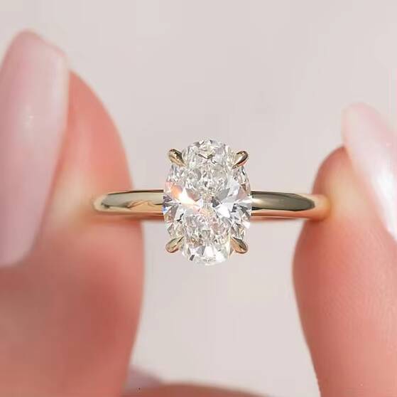 Hot Selling Lab Grown Diamond Oval Cut Engagement Ring Custom IGI Certified Vvs Lab Created Diamond Solitaire Ring Jewelry
