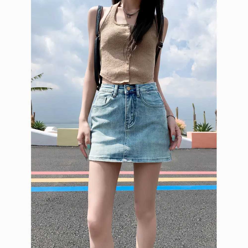 Womens Denim Skirt Y2K Style High-Waisted Slimming Bodycon Skirt Vintage Mini Dress Summer Commuter Casual Skirt M260316