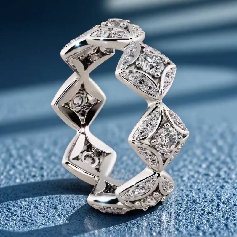 Unique White Zircon Geometric Rings For Women Silver Color Pormise Engagement Wedding Bands Bridal Jewelry Mothers Day Gifts