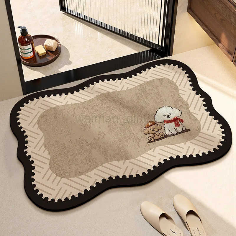 VIKAMA Cartoon High-end Bathroom Floor Mat Water Absorbing Sink Toilet Door Anti Slip and Dirt Resistant Foot Mat Home Decor H260316