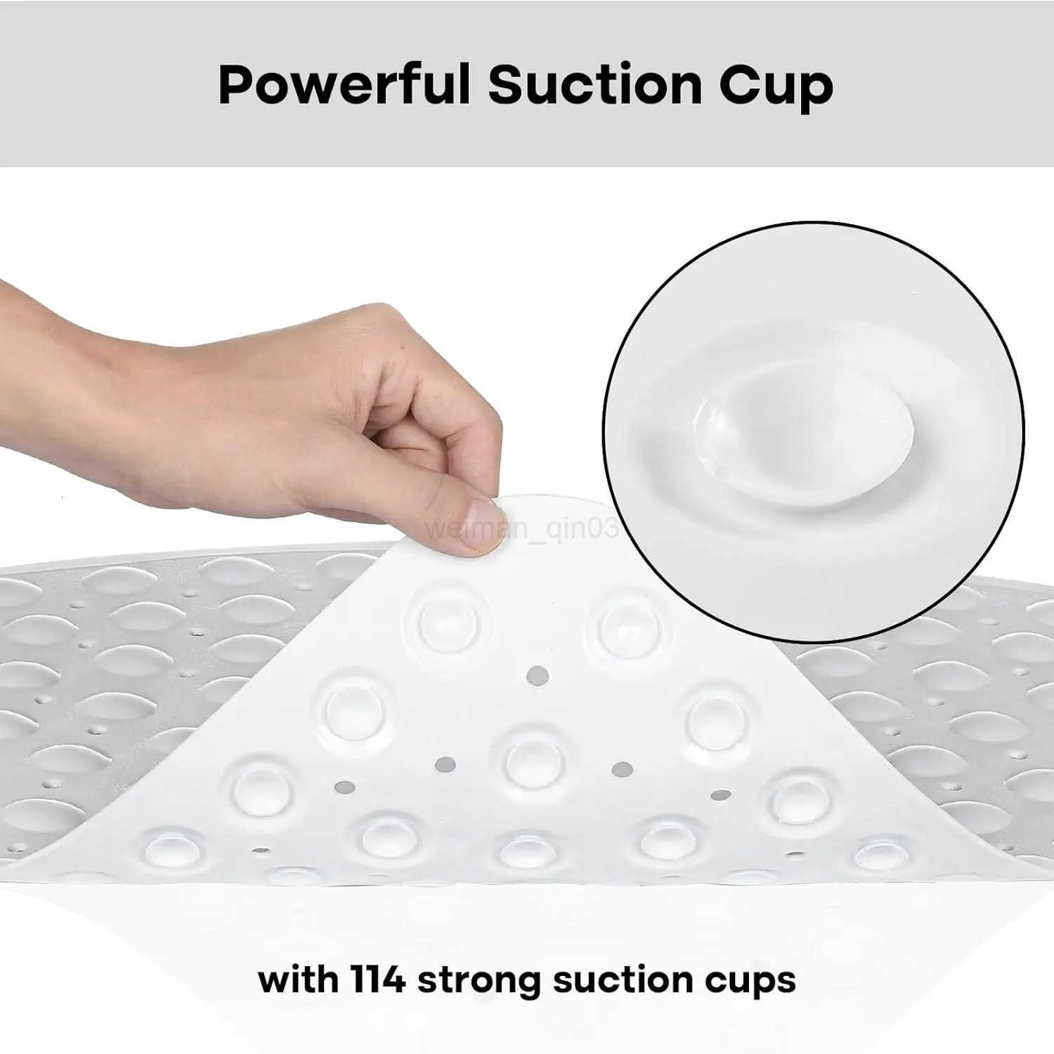 1pc Non-Slip Corner Bath Mat with Suction Cups Drain Holes 21x21in PVC Shower Mat Bathtub Mat Machine Washable Floor Mat H260316