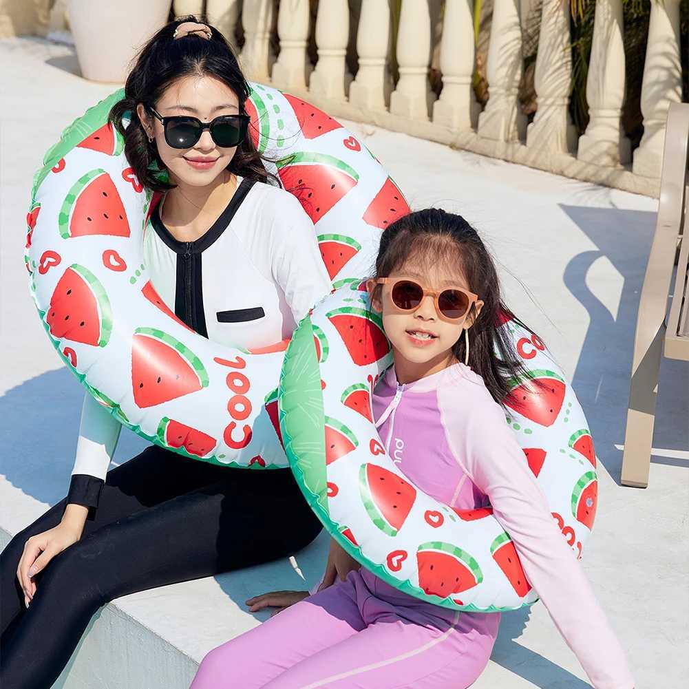 2Pcs Watermelon Pattern Inflatable Swim Ring Pool Floating Rings Leakproof Swimming Rings Floaties Swim Float Tube Pool Accessor M260316