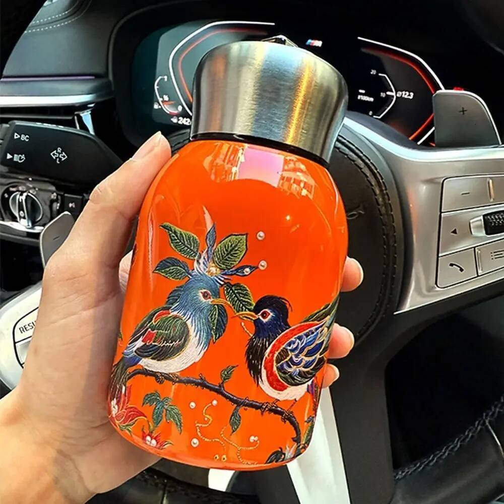 Cute Portable 304 Stainless Steel Insulated Cup Double Wall 300ml Coffee Mug Leak-Proof Mini Water Bottle Outdoor Travel Office