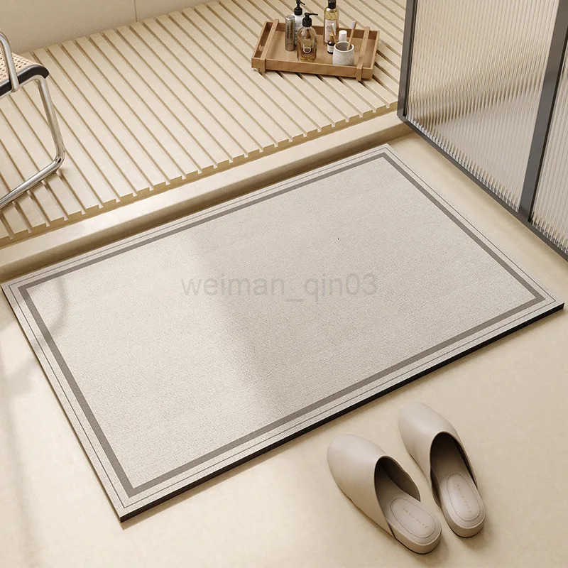 Non-Slip Diatomaceous Earth Bath Mat Soft and Safe Bathroom Rugs Quick Drying and Super Absorbent Rectangular Woven Mat H260316