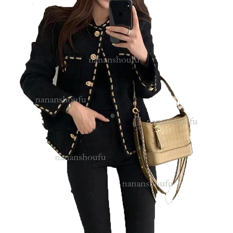 2026 Fashion Black Woolen Designer Jacket Luxury Gold Silk Retro Suit Jacket Retro Casual Small Fragrant Style Cardigan Spring And Autumn Essential