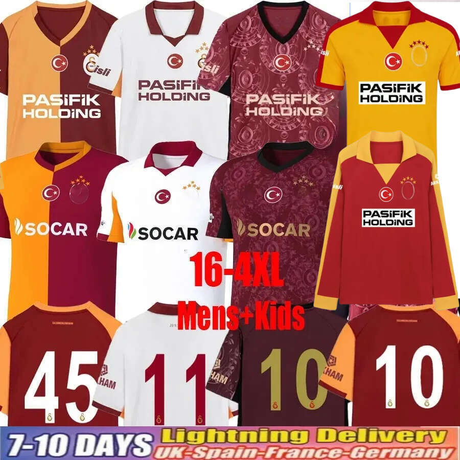 Galatasaray 25 26 27 Soccer Jerseys ICARDI ZANIOLI BAKAMBU MERTENS ZAHA AKGUN AKTURKOGLU 100th Anniversary 2025 2026 Football Jersey Men Kids Kit Football Shirt