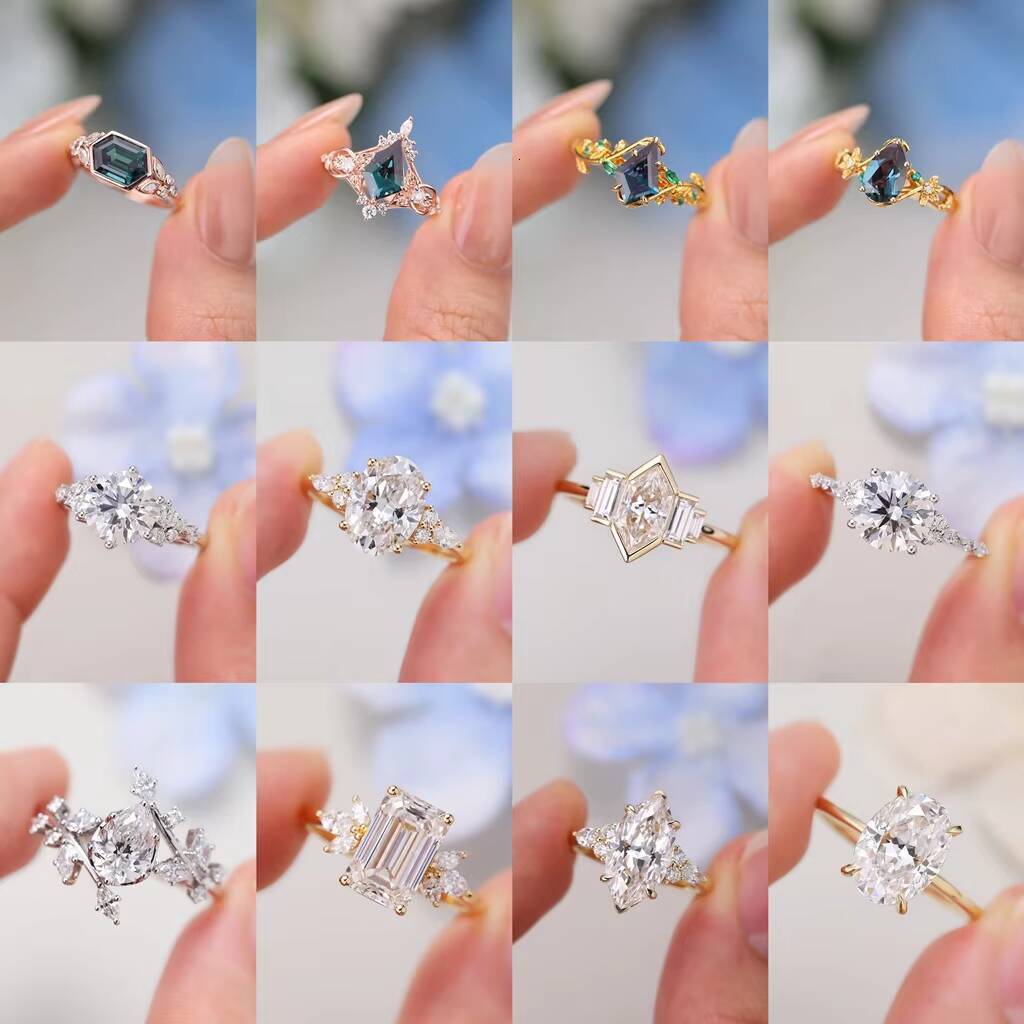 Solitaire Lab Grown Diamond Igi Certified Wedding Rings VVS Oval Cut Pure Gold Engagement Synthetic Diamond Rings