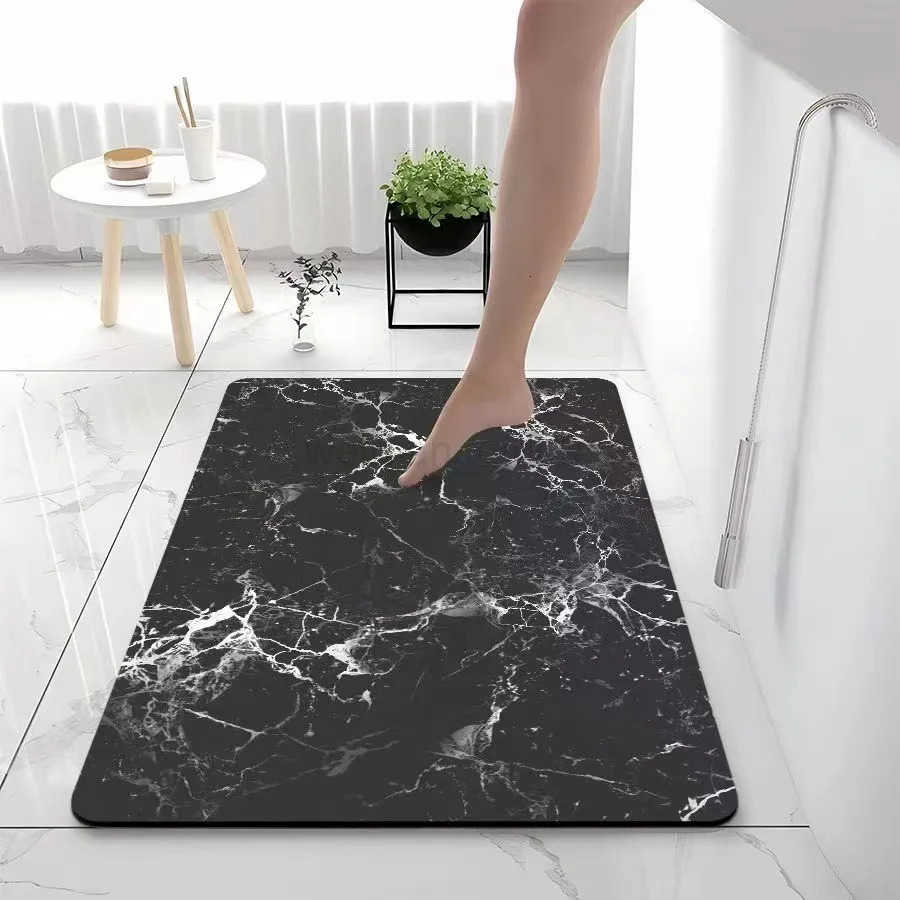 Light luxury marble diatom mud water-absorbing quick-drying floor mat non-slip and dirt-resistant at the bathroom door H260316
