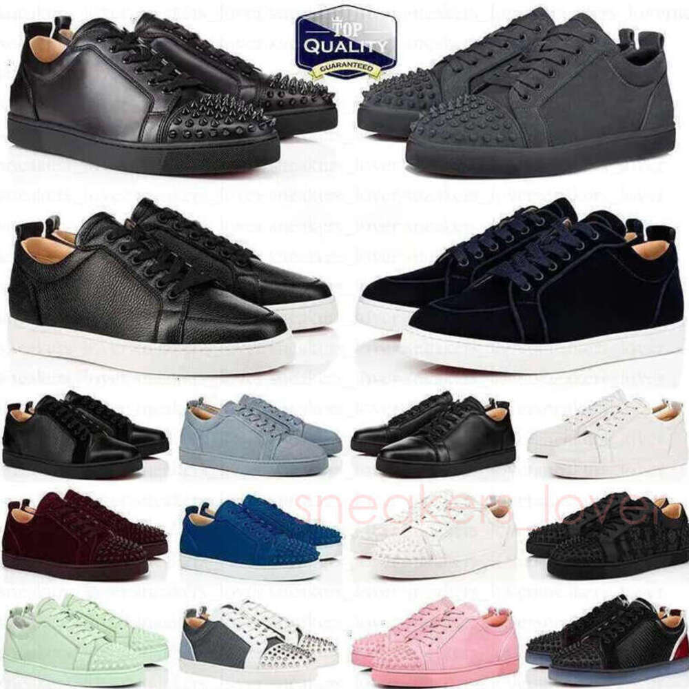 Designer Low Dress Shoes Mens Casual Glitter Grey Rivets Leather Suede Camo Green Men Women Spikes Office Career Wedding Sneakers good quality Trainers 36-47 size