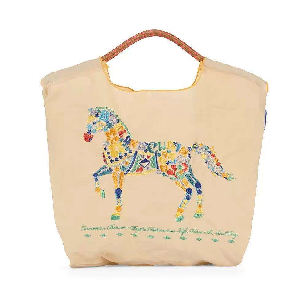 Luxury Shoulder Bags Totes Hobo New Japanese Style Fashion All Match Colorful Floral Horse Embroidery Letter Pattern Simple Casual Shoulder Bag For Wo