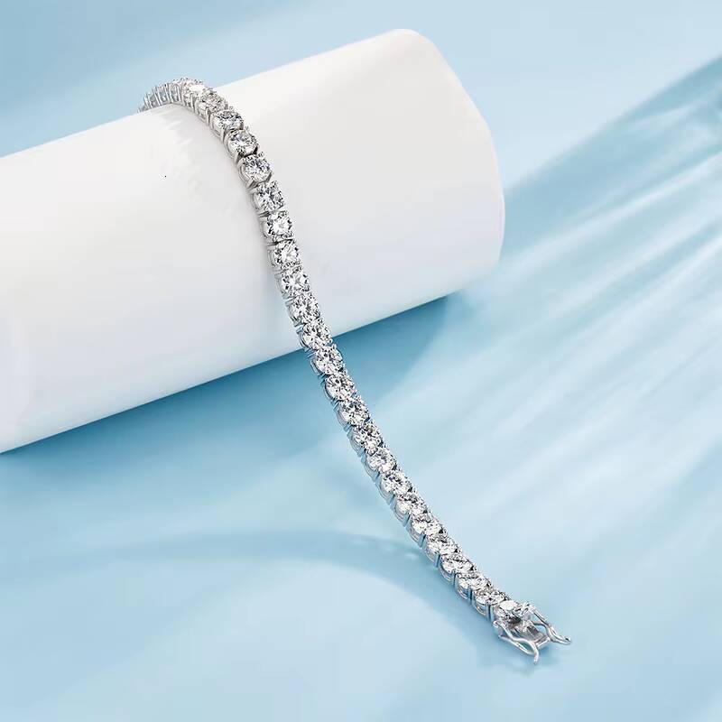 Hip Hop Moissanite Diamond Tennis Chain Necklace Dropshipping Ice Out Silver 925 Fine Jewelry Bracelet