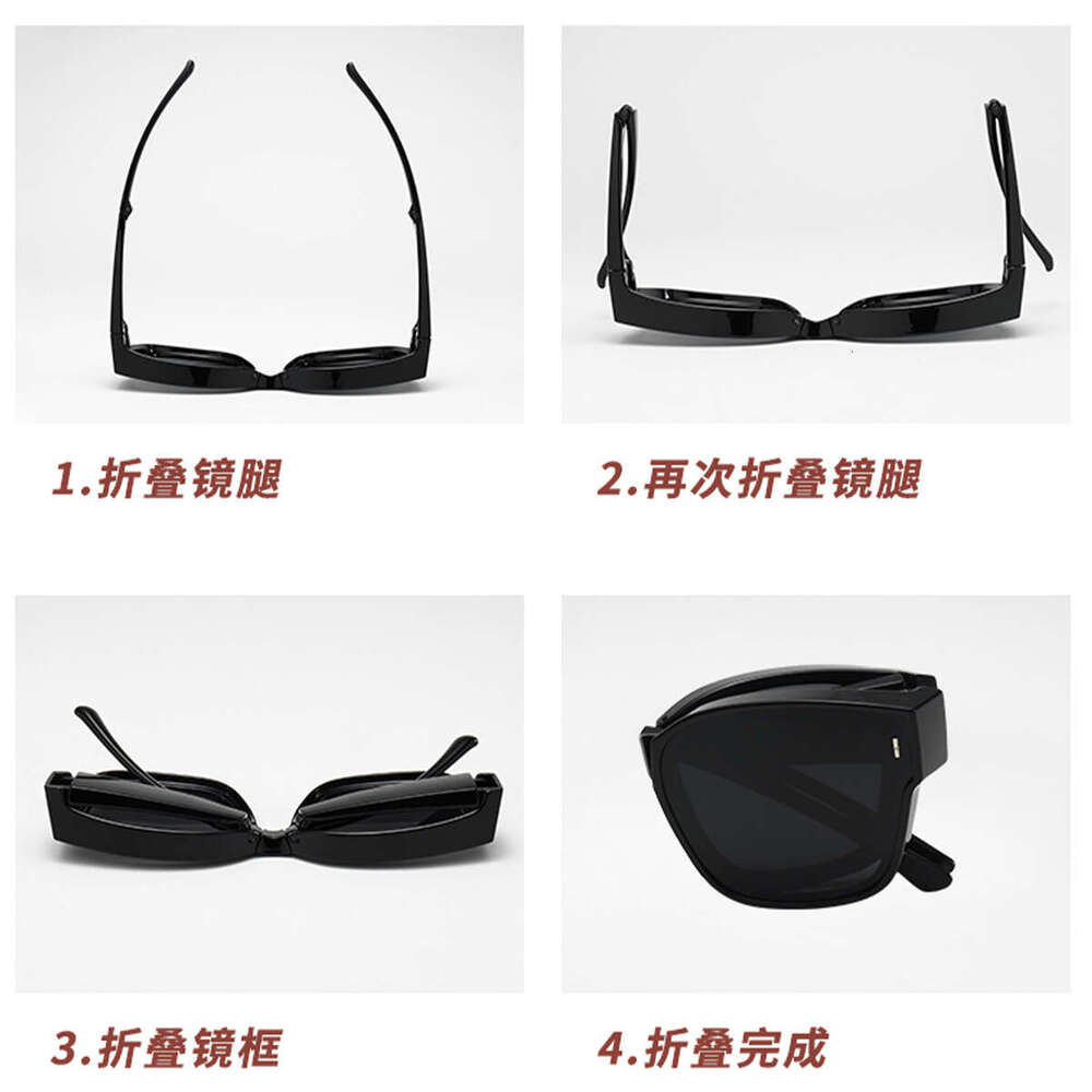 Foldable Sunglasses Set With Prescription Lens, UV Protection, Polarized, Unisex, Large Square Frame, TR Universal Sun Glasses Chunjinqiuli