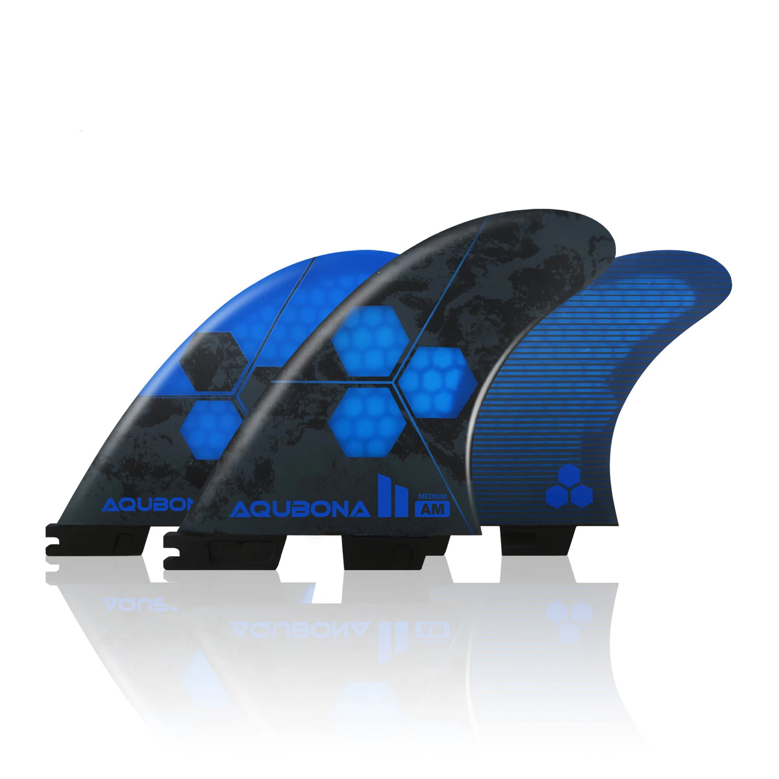 AQUBONA Surfboard Fins Honeycomb Fiberglass Performance Tri Fin Compatible with Single Tab or Twin Tab Surfboards S/M/L Size 260311