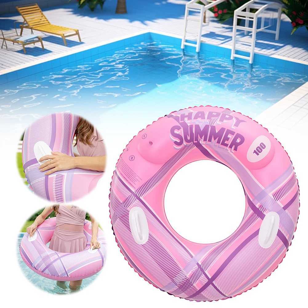 Inflatable Swim Ring Pool Floating Rings Leakproof with Handle Swimming Rings Floaties Swim Float Tube for Pool Beach M260316