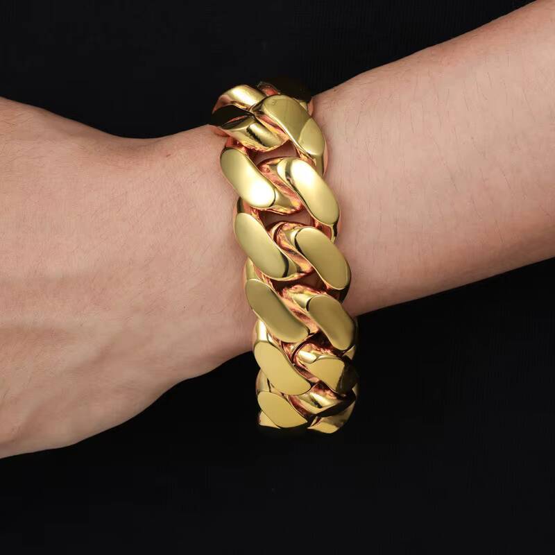 Mens Classic Copper Cuban Link Chain Necklace with 18K Gold Plated - Durable and Stylish Design for a Luxurious Look