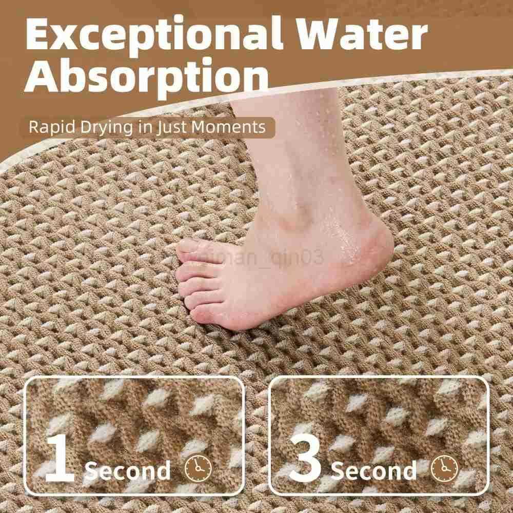 Checkered Bath Mat Super Absorbent Non Slip Bath Mats for Bathroom Floor 3D Two Tone Woven Bathroom Mat with Tassels Machine W H260316
