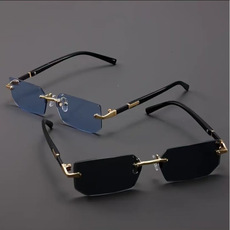 New Frameless Fashion Sunglasses Designed By European And American Designers Sharp Edged Sunglasses Personalized Jelly Colored Luxury Fashion Sunglass