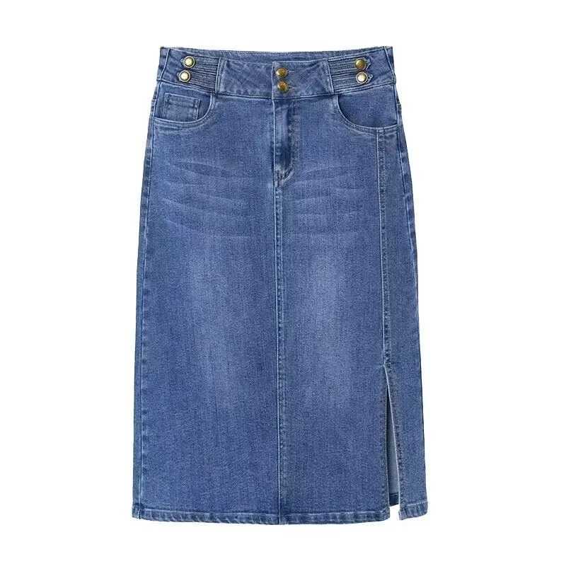 Spring Autumn Denim Skirts Women Large Size High Waist Jeans Skirts Female Korean Casual Loose Mid-Long Cowboy Jeans M260316