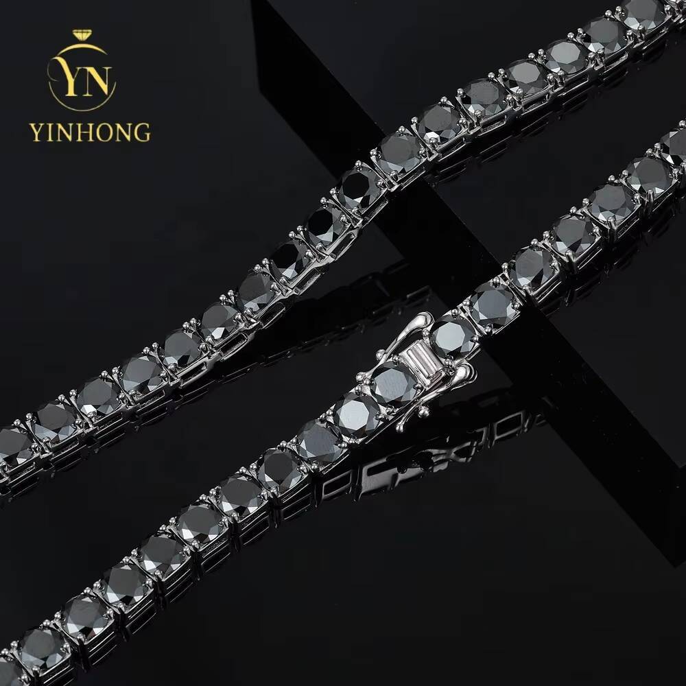 Custom Gra Jewelry Iced Out 2mm 3mm 4mm 5mm 65mm Vvs Silver 925 Hip Hop Black Vvs Moissanite Lab Diamond Tennis Chain