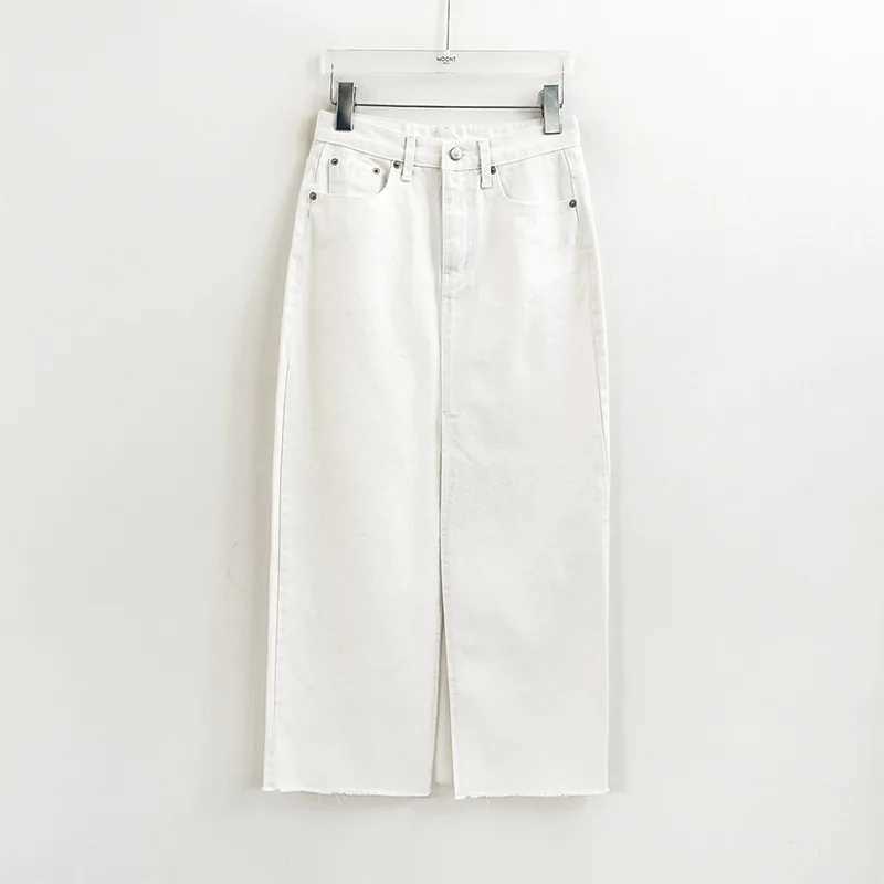 High Waist Slit Hot White Skirt New Summer Street Fashion And Versatile Long Denim Skirt For Europe And America M260316