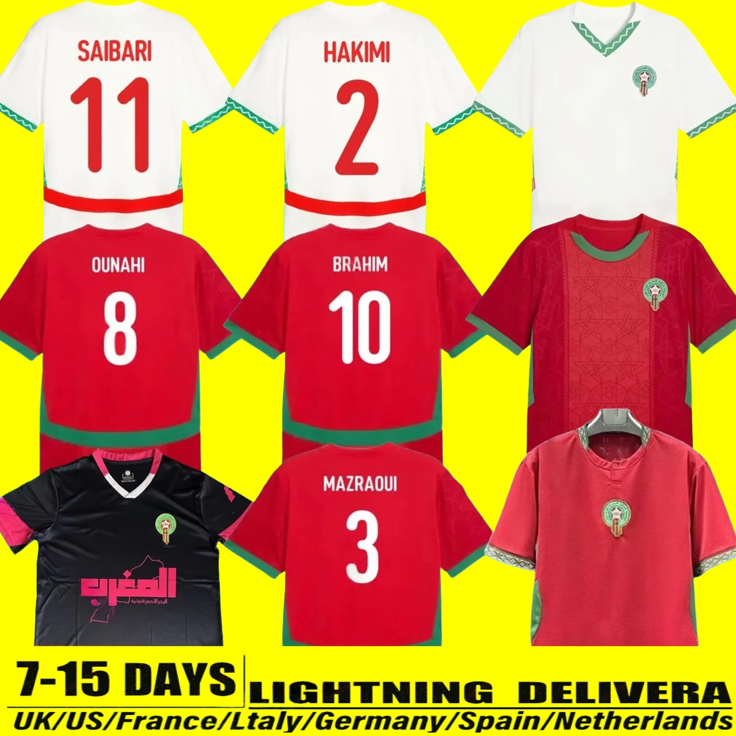 Morocco jerseys 25 26 HAKIMI NO10 Brahim Player ds Youth Sport Football T Shirt Classic Training HAKIMI SAIBARI Sweatshirt world cup 2026 Jersey Tops Morocco man kids