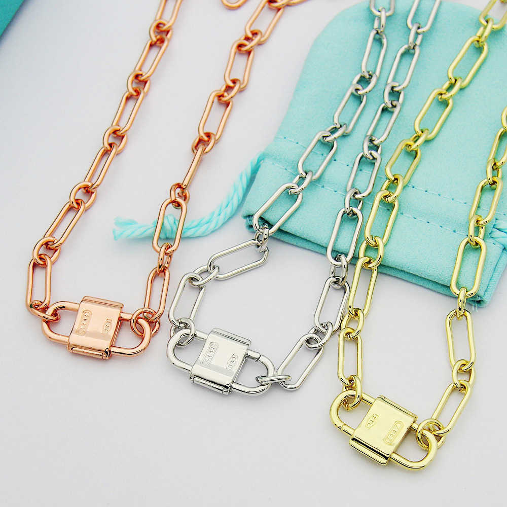 Designer necklace Yajin Jewelry T Letter Buckle Lock Thick Necklace Womens Classic Lock Necklace