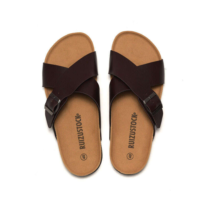 New Slippers Cross Strap Men's Beach Shoes Casual Sandals Water Cork Student