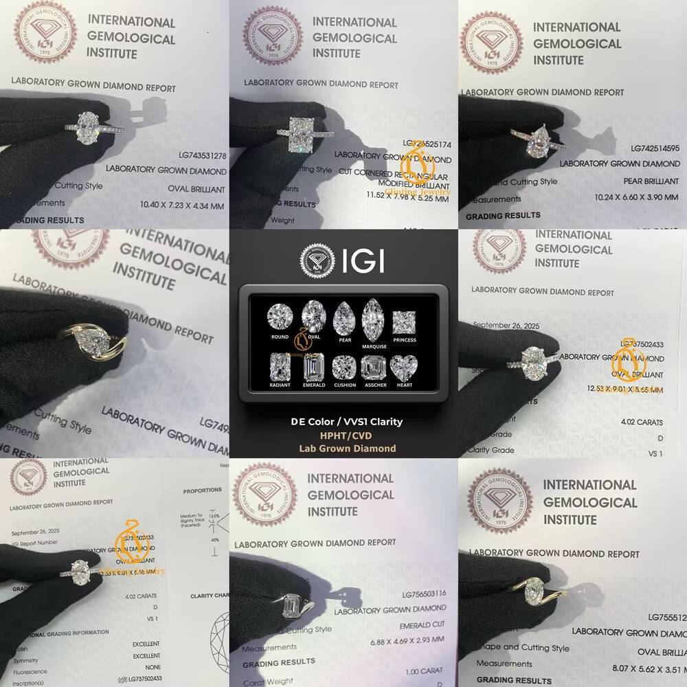 High Quality IGI Certified Lab Grown Diamond Unisex Custom Oval CVD Vvs Solitaire Engagement Ring Luxury Rhodium Plated 18K Gold