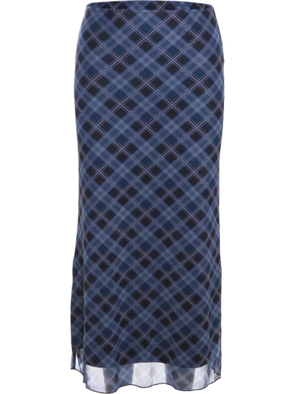 High Waist Plaid A-Line Skirt Womens Design Slimming Split Straight Cut Autumn College Sle Retro Street Faion M260316