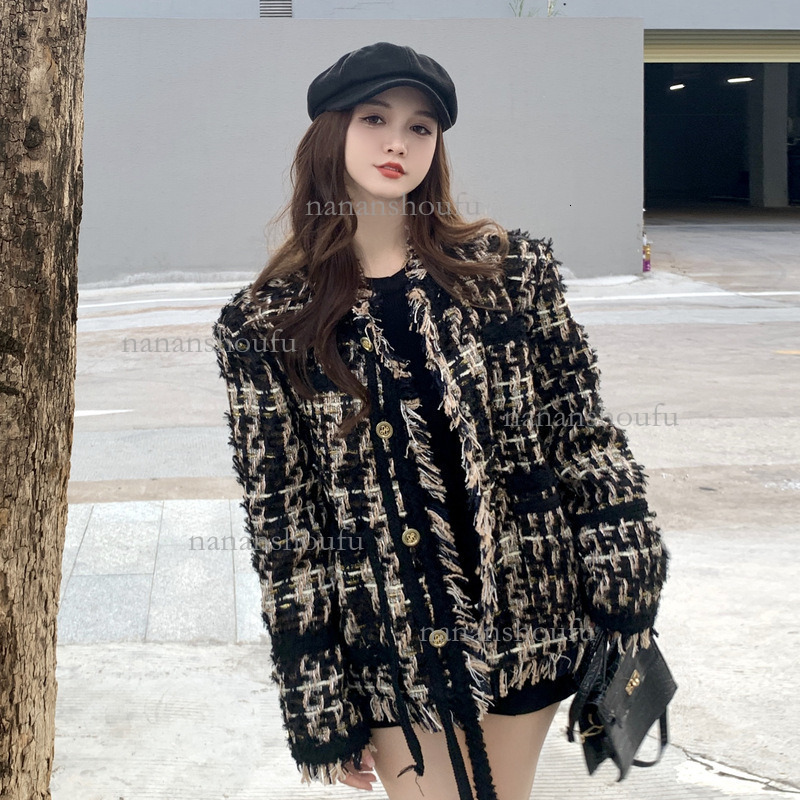 2026 Heavy Industry Black Gold Wool Designer Jacket French Luxury Small Fragrance Women's Woven Tassel Loose Jacket Spring And Autumn Essential C