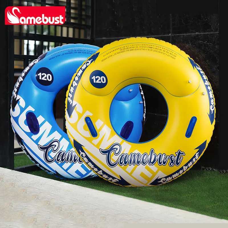 Camebust Double Valves Swim Ring Inflatable Float Tube Water Play Toys for adult kids Blue and Yellow Color 43in M260316