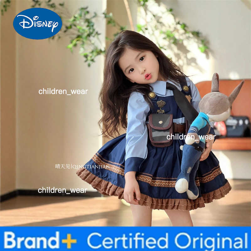 Disney Judy Rabbit Lolita Spring Autumn Girls' Dress Children's Cosplay Police Officer Dress Girl Judy Clothing Formal Dress H251111
