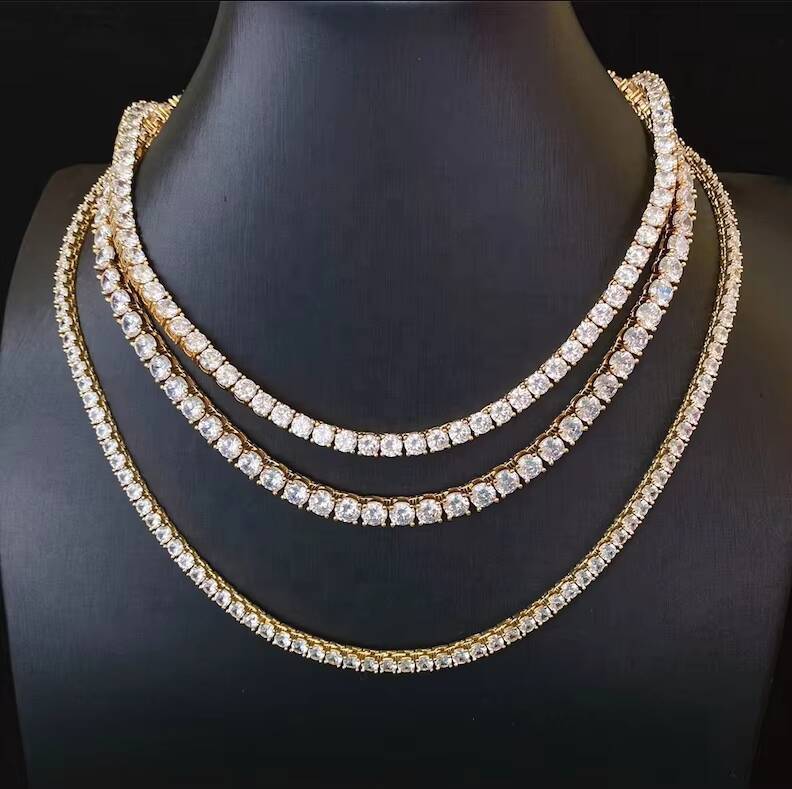 Pass Diamond Tester Iced Out Tennis Chain Necklace VVS Moissanite Diamond 925 Silver Ready to Ship Hip Hop Jewelry 3mm-6mm GRA
